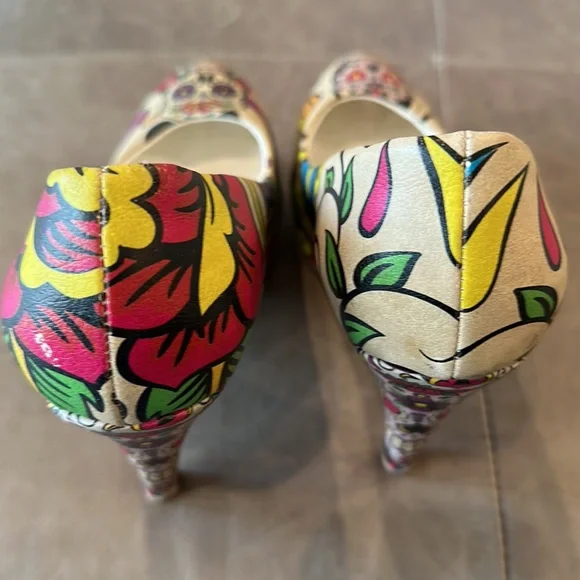 Goby Multiclored Sugar Skull Platform Pump PLT2050 Size 9.5 - Picture 7 of 14